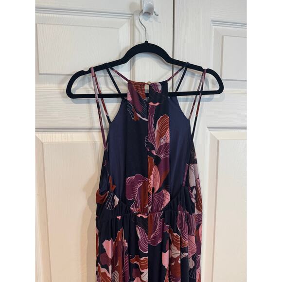 Anthropologie Tiered Halter Maxi Dress Dark Floral Boho - Picture 6 of 8